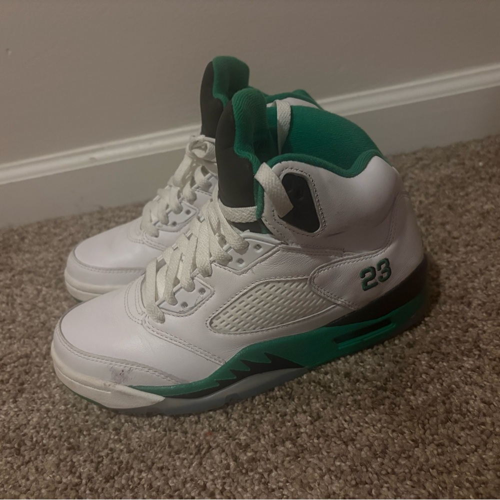 Jordan White and Green Men's Sneakers